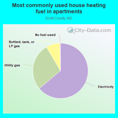 Most commonly used house heating fuel in apartments