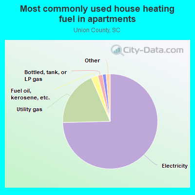 Most commonly used house heating fuel in apartments