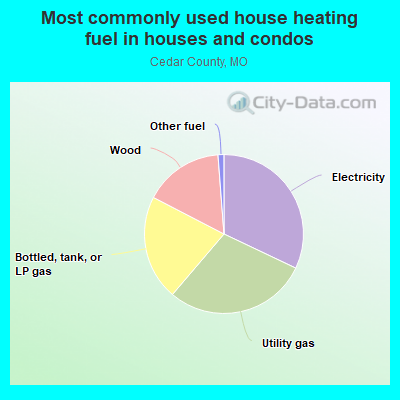 Most commonly used house heating fuel in houses and condos