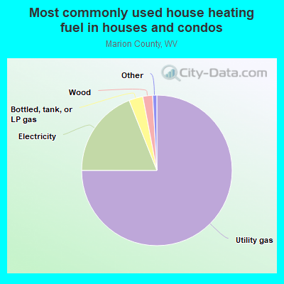 Most commonly used house heating fuel in houses and condos