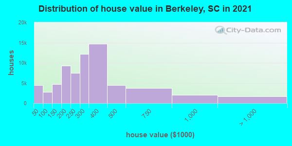 Distribution of house value in Berkeley, SC in 2022