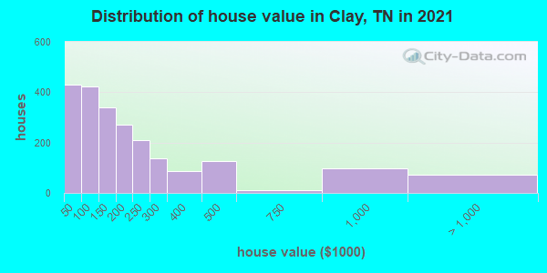Distribution of house value in Clay, TN in 2022