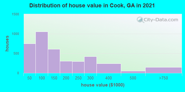 Distribution of house value in Cook, GA in 2021