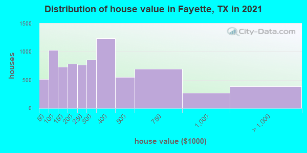 Distribution of house value in Fayette, TX in 2022