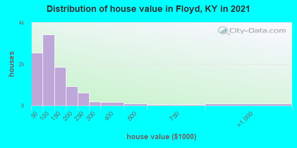 Distribution of house value in Floyd, KY in 2022