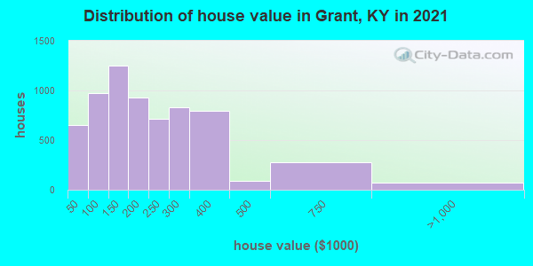 Distribution of house value in Grant, KY in 2022