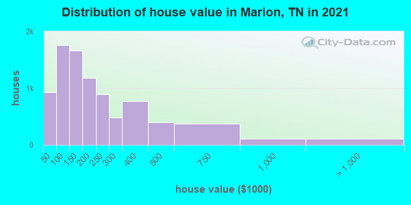 Distribution of house value in Marion, TN in 2022