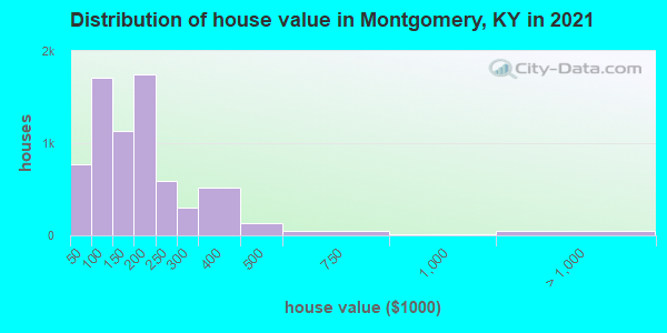 Distribution of house value in Montgomery, KY in 2022