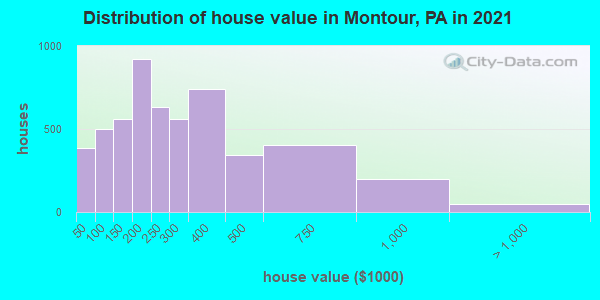 Distribution of house value in Montour, PA in 2022