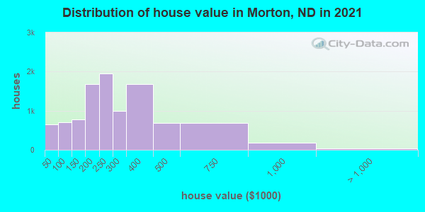 Distribution of house value in Morton, ND in 2019
