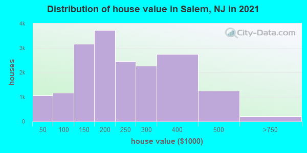 Distribution of house value in Salem, NJ in 2021