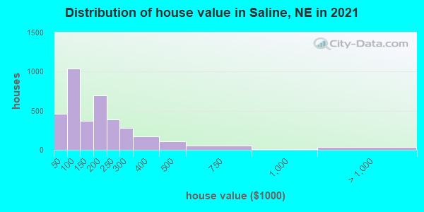 Distribution of house value in Saline, NE in 2022