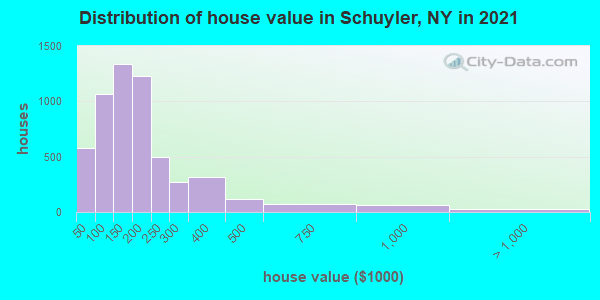 Distribution of house value in Schuyler, NY in 2022