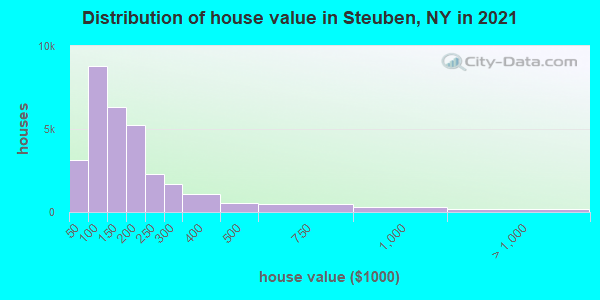 Distribution of house value in Steuben, NY in 2022