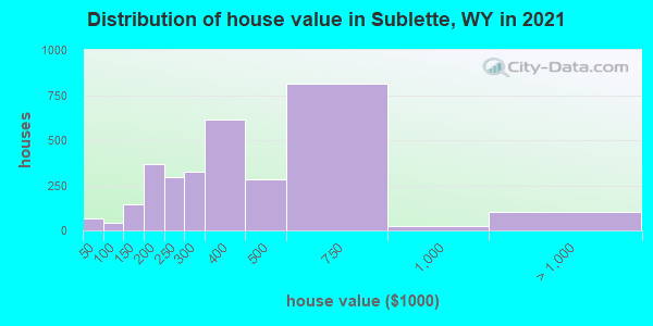 Distribution of house value in Sublette, WY in 2021