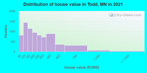 Distribution of house value in Todd, MN in 2022