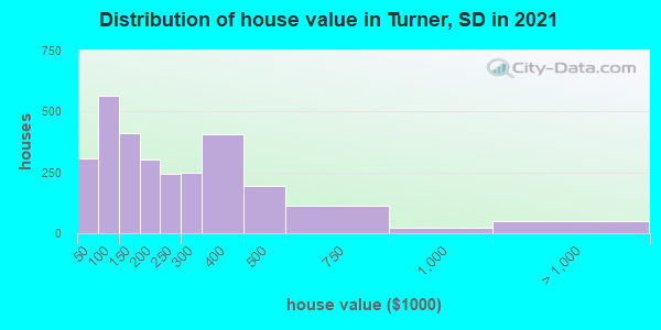 Distribution of house value in Turner, SD in 2019