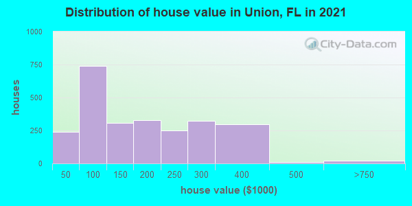 Distribution of house value in Union, FL in 2022