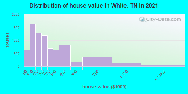 Distribution of house value in White, TN in 2022