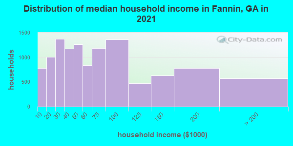 Distribution of median household income in Fannin, GA in 2022