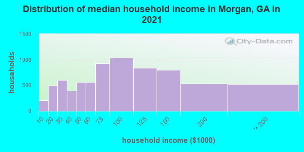 Distribution of median household income in Morgan, GA in 2022