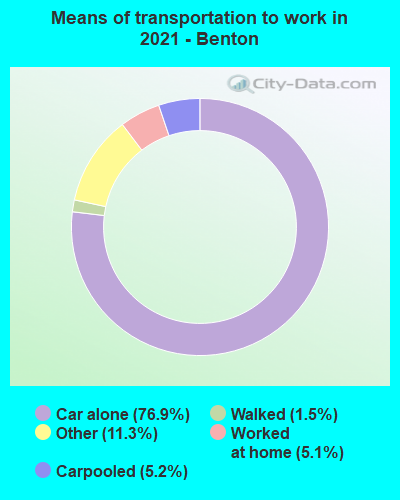 Means of transportation to work in 2022 - Benton