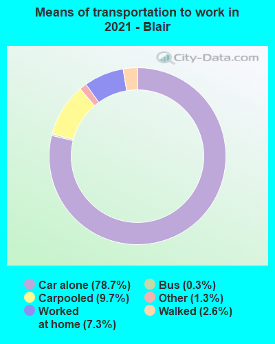 Means of transportation to work in 2022 - Blair