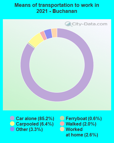 Means of transportation to work in 2022 - Buchanan