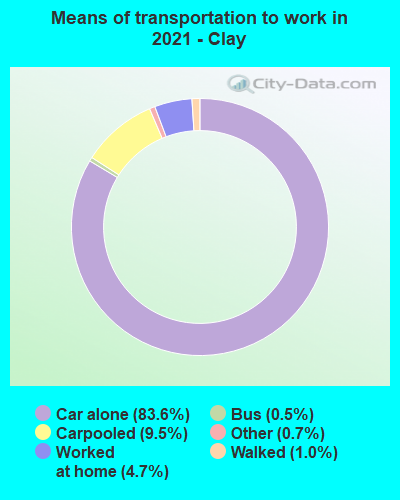 Means of transportation to work in 2022 - Clay