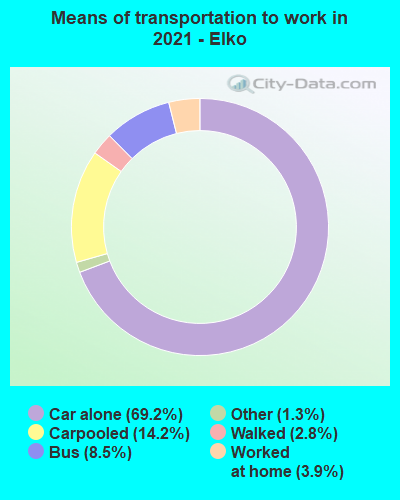 Means of transportation to work in 2022 - Elko