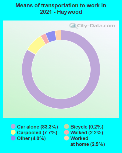Means of transportation to work in 2022 - Haywood