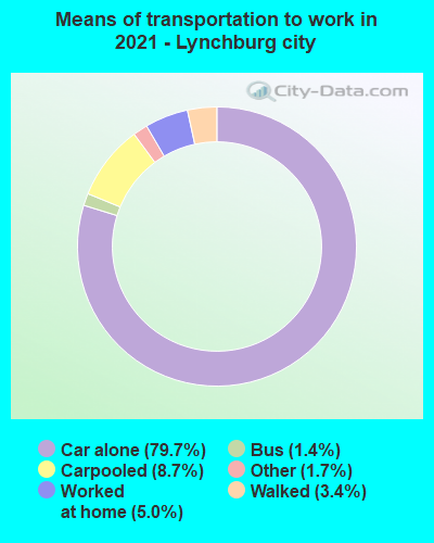 Means of transportation to work in 2022 - Lynchburg city