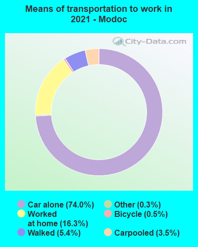 Means of transportation to work in 2022 - Modoc