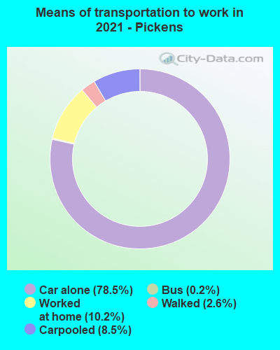 Means of transportation to work in 2022 - Pickens