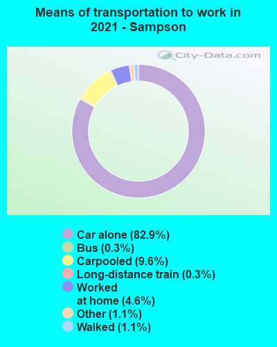 Means of transportation to work in 2022 - Sampson