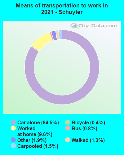 Means of transportation to work in 2022 - Schuyler