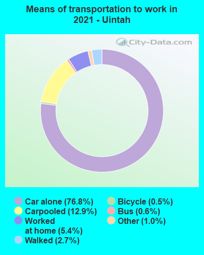 Means of transportation to work in 2022 - Uintah