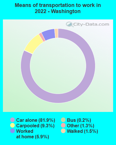 Means of transportation to work in 2022 - Washington