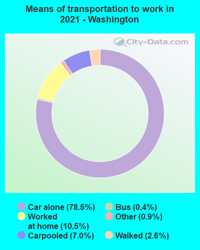 Means of transportation to work in 2022 - Washington