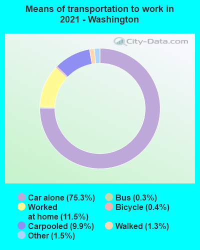 Means of transportation to work in 2022 - Washington