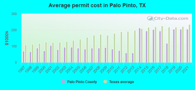 Average permit cost in Palo Pinto, TX