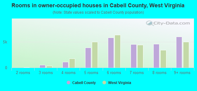 Rooms in owner-occupied houses in Cabell County, West Virginia