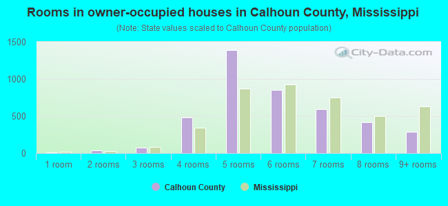 Rooms in owner-occupied houses in Calhoun County, Mississippi