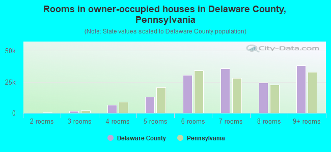 Rooms in owner-occupied houses in Delaware County, Pennsylvania
