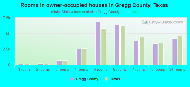 Rooms in owner-occupied houses in Gregg County, Texas