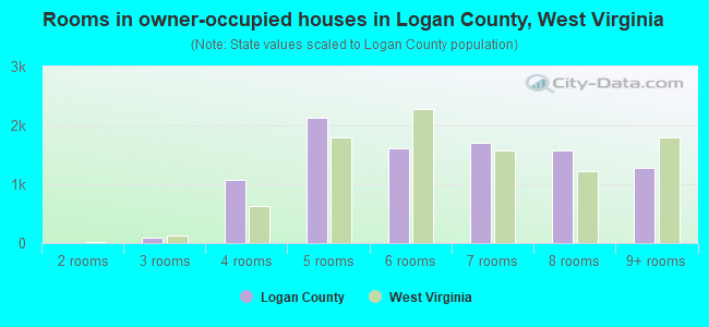 Rooms in owner-occupied houses in Logan County, West Virginia