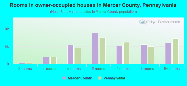 Rooms in owner-occupied houses in Mercer County, Pennsylvania
