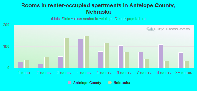 Rooms in renter-occupied apartments in Antelope County, Nebraska