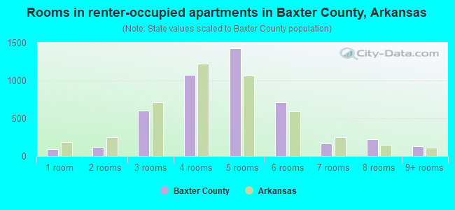 Rooms in renter-occupied apartments in Baxter County, Arkansas