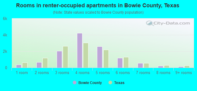 Rooms in renter-occupied apartments in Bowie County, Texas
